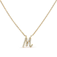 14K White Gold Diamond Accent "A" Initial Script Style Pendant Necklace