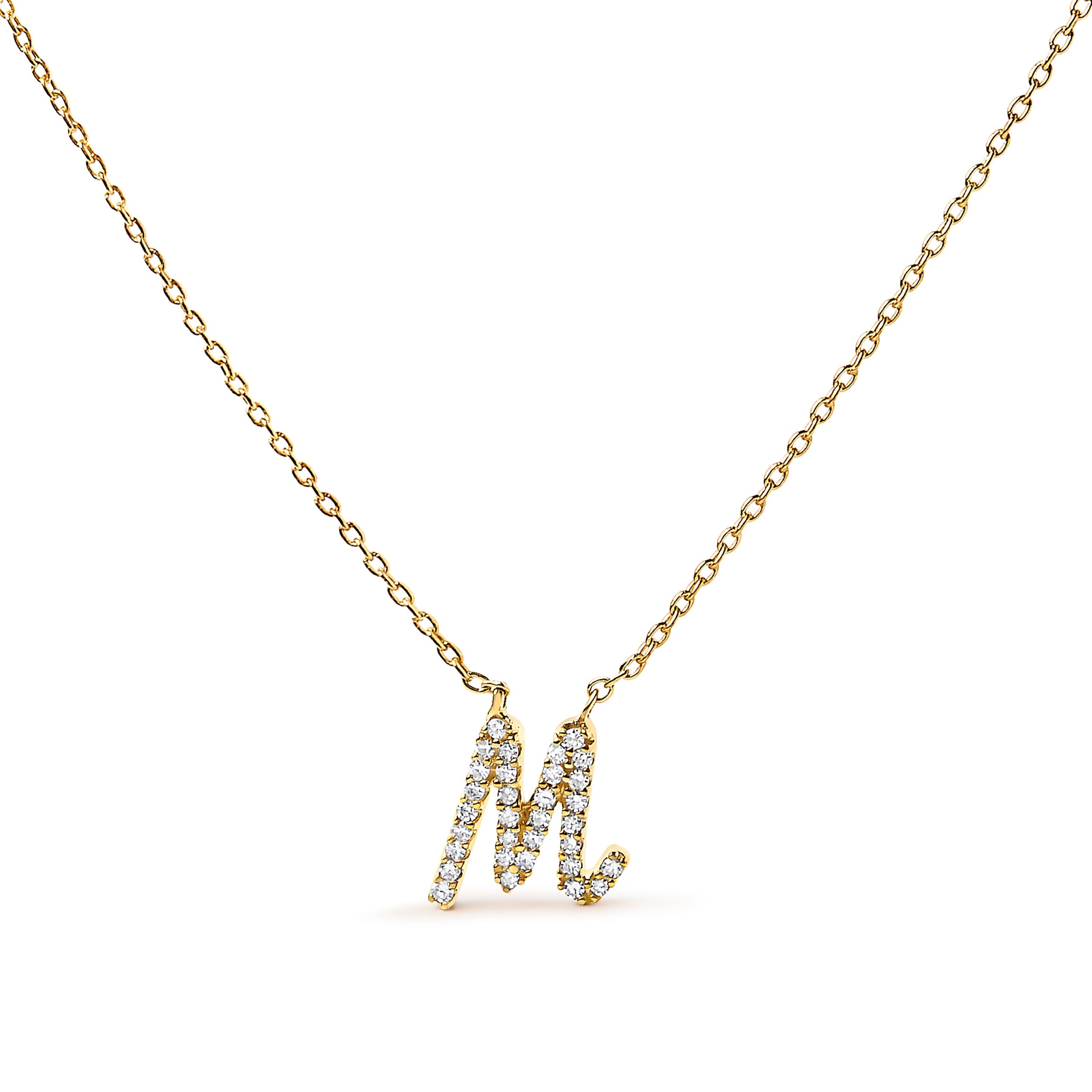 14K White Gold Diamond Accent "A" Initial Script Style Pendant Necklace