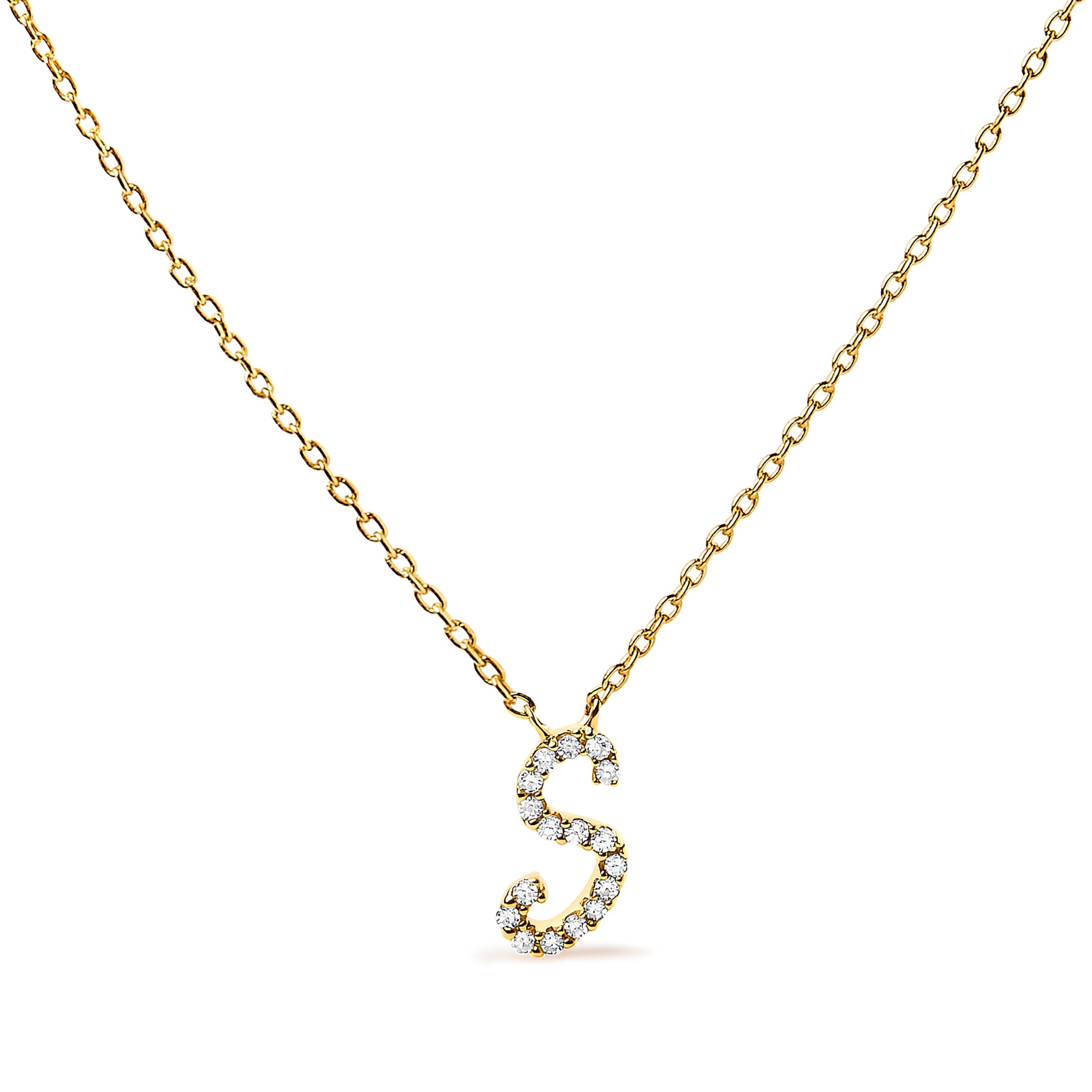 10K White Gold Diamond Accent "A" Initial Script Style Pendant Necklace