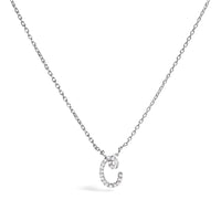 14K White Gold Diamond Accent "A" Initial Script Style Pendant Necklace