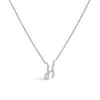 14K White Gold Diamond Accent "A" Initial Script Style Pendant Necklace