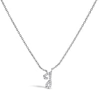 14K White Gold Diamond Accent "A" Initial Script Style Pendant Necklace