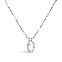 14K White Gold Diamond Accent "A" Initial Script Style Pendant Necklace