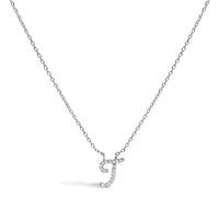 14K White Gold Diamond Accent "A" Initial Script Style Pendant Necklace