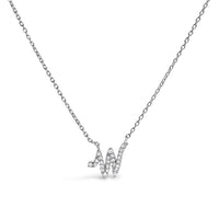 14K White Gold Diamond Accent "A" Initial Script Style Pendant Necklace