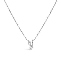 14K White Gold Diamond Accent "A" Initial Script Style Pendant Necklace