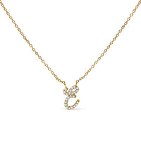 14K White Gold Diamond Accent "A" Initial Script Style Pendant Necklace