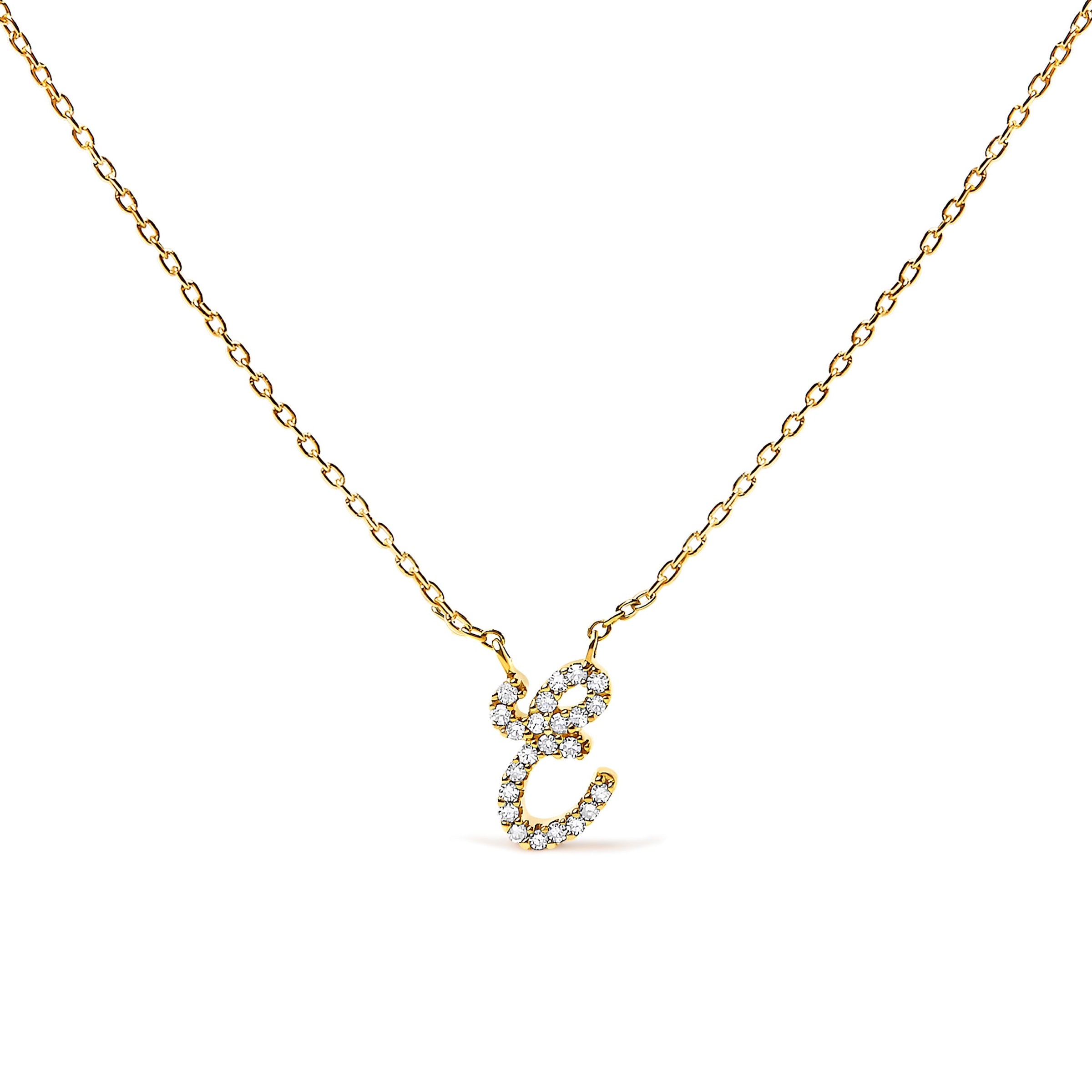 14K White Gold Diamond Accent "A" Initial Script Style Pendant Necklace