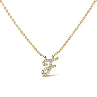 10K White Gold Diamond Accent "A" Initial Script Style Pendant Necklace