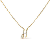 14K White Gold Diamond Accent "A" Initial Script Style Pendant Necklace