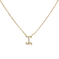 14K White Gold Diamond Accent "A" Initial Script Style Pendant Necklace
