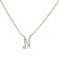 14K White Gold Diamond Accent "A" Initial Script Style Pendant Necklace