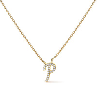 14K White Gold Diamond Accent "A" Initial Script Style Pendant Necklace