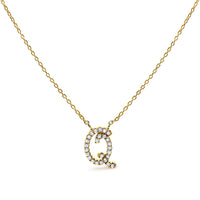 14K White Gold Diamond Accent "A" Initial Script Style Pendant Necklace