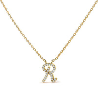 14K White Gold Diamond Accent "A" Initial Script Style Pendant Necklace