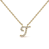 14K White Gold Diamond Accent "A" Initial Script Style Pendant Necklace