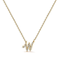 14K White Gold Diamond Accent "A" Initial Script Style Pendant Necklace