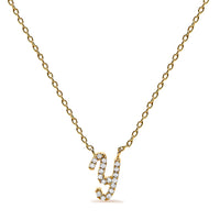 14K White Gold Diamond Accent "A" Initial Script Style Pendant Necklace