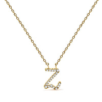 14K White Gold Diamond Accent "A" Initial Script Style Pendant Necklace