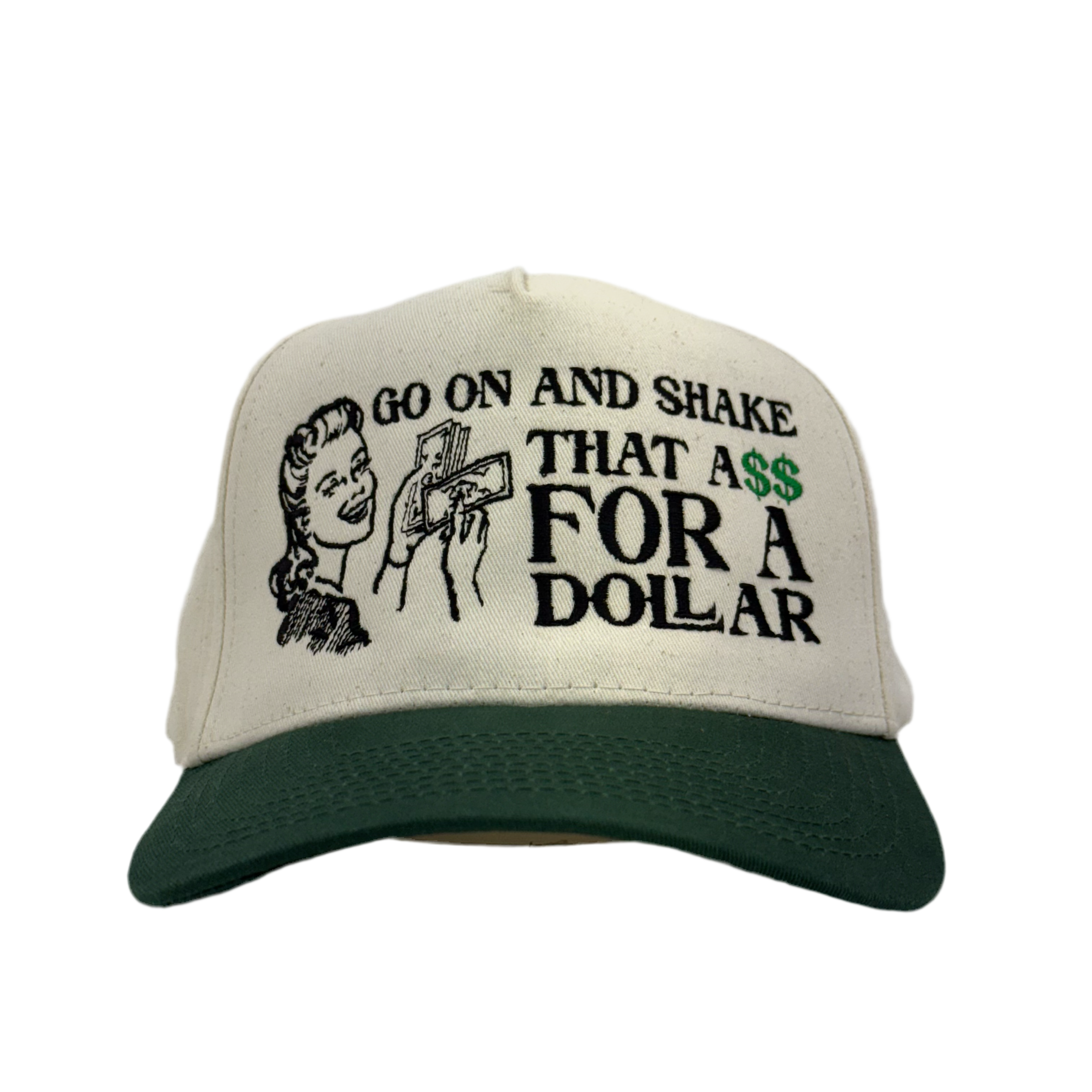 Go On And Shake That Custom Embroidered Green/Cream SnapBack