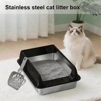 Stainless Steel Cat Litter Box, Large Open Top Litter Box With Anti Splash High Sides, Anti Tracking Pedal, Easy To Clea