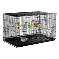 30.5'' Metal Cage with Wood Perches for Small birds, Black
