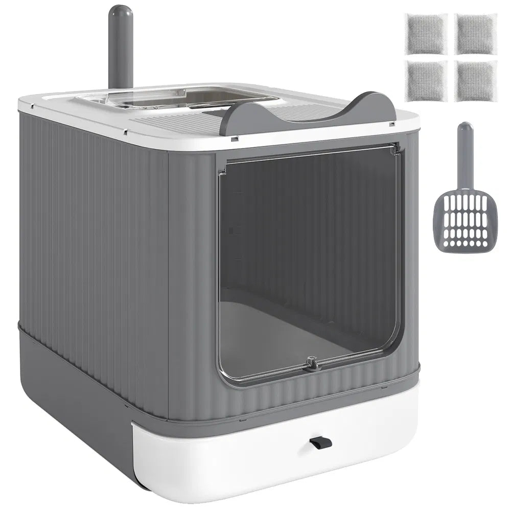 Cat Litter Box with Adjustable Front 17.5 Inches X 13.6 Inches X 15.9 Inches