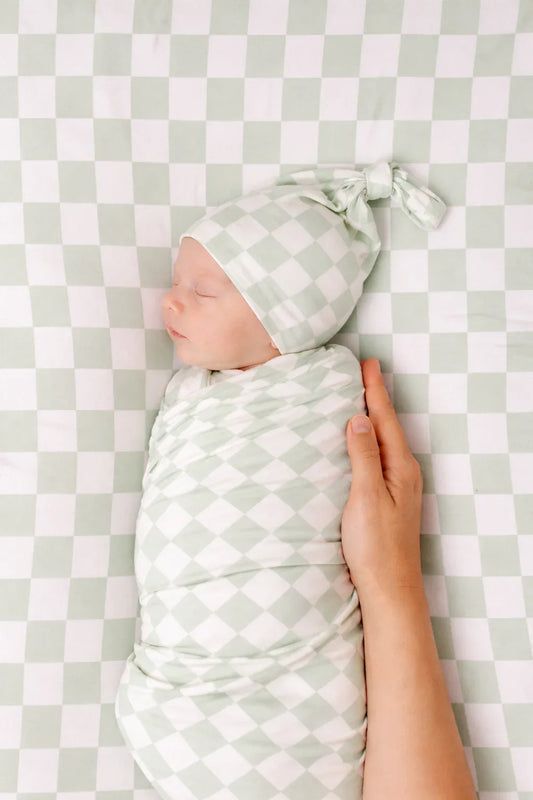 Leaf Green Checkered Knotted Hat - BIG FRENCHIES