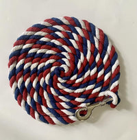 Majestic Ally Pack of 2 Solid Cotton Lead Rope for Horses & Livestock – 10 Foot Long and 5/8 inch Thick - Replaceable Heavy-Duty Satin Bolt Snap – Handmade – Soft, Broken in Feel (Patriotic)