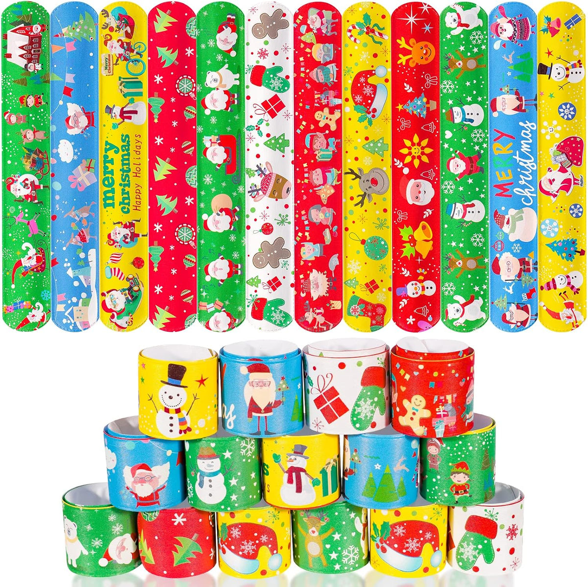 Max Fun 48pcs Halloween Slap Bracelets Party Favors Toys for Kids - Christmas