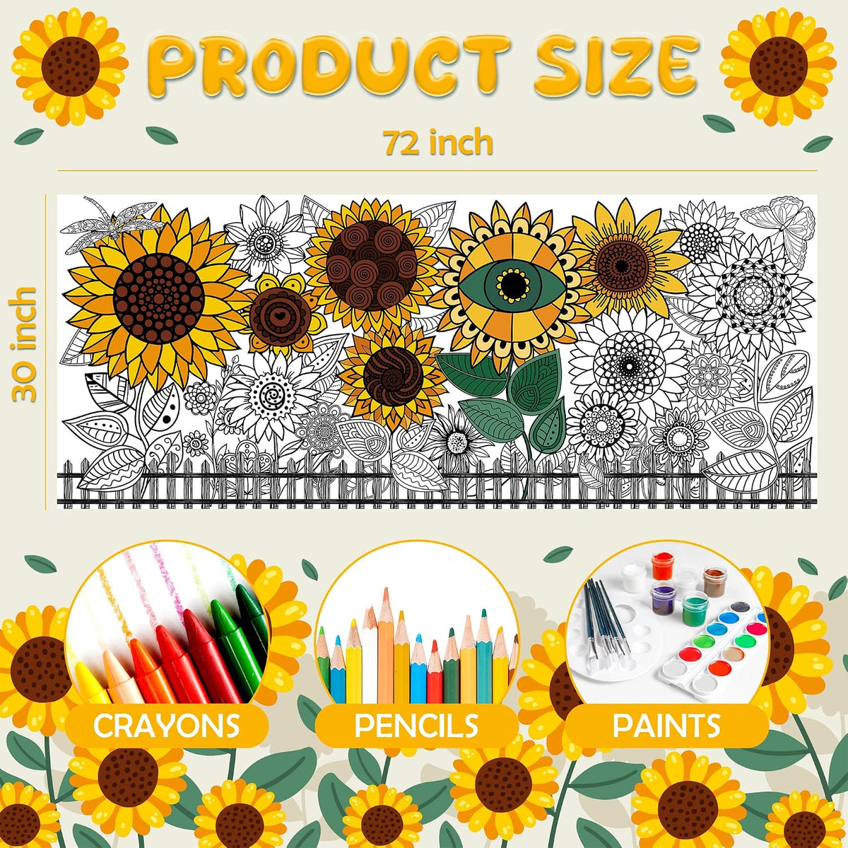 OHOME Halloween Giant Coloring Poster/Tablecloth-Halloween Crafts - Sunflower - image 2
