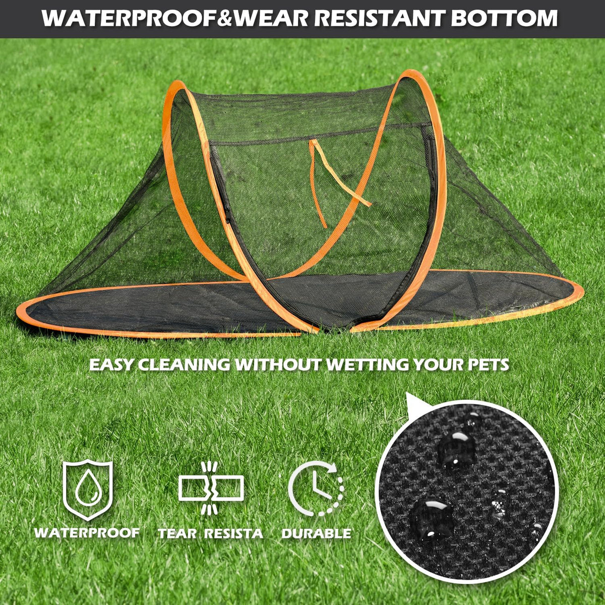 Cat Tent Outdoor, Pet Enclosure Tent Suitable for Cats and Small Animals, Indoor Playpen Portable - Orange - image 3