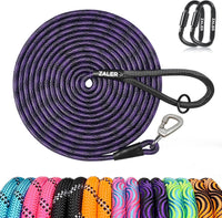 ZALER Long Dog Leash, 50 feet 30ft 20ft 15ft 10ft Dog Training Lead, Heavy Duty Reflective Check - Black Purple / 15FT*2/5"