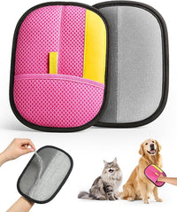 2025 Thickened Electrostatic Pet Hair Removal Gloves (2 Pcs) - Reusable Strong Grooming Gloves for Cats & Dogs, Hair Remover for Couch, Furniture, Carpet, Car Seats & Clothing (Pink)