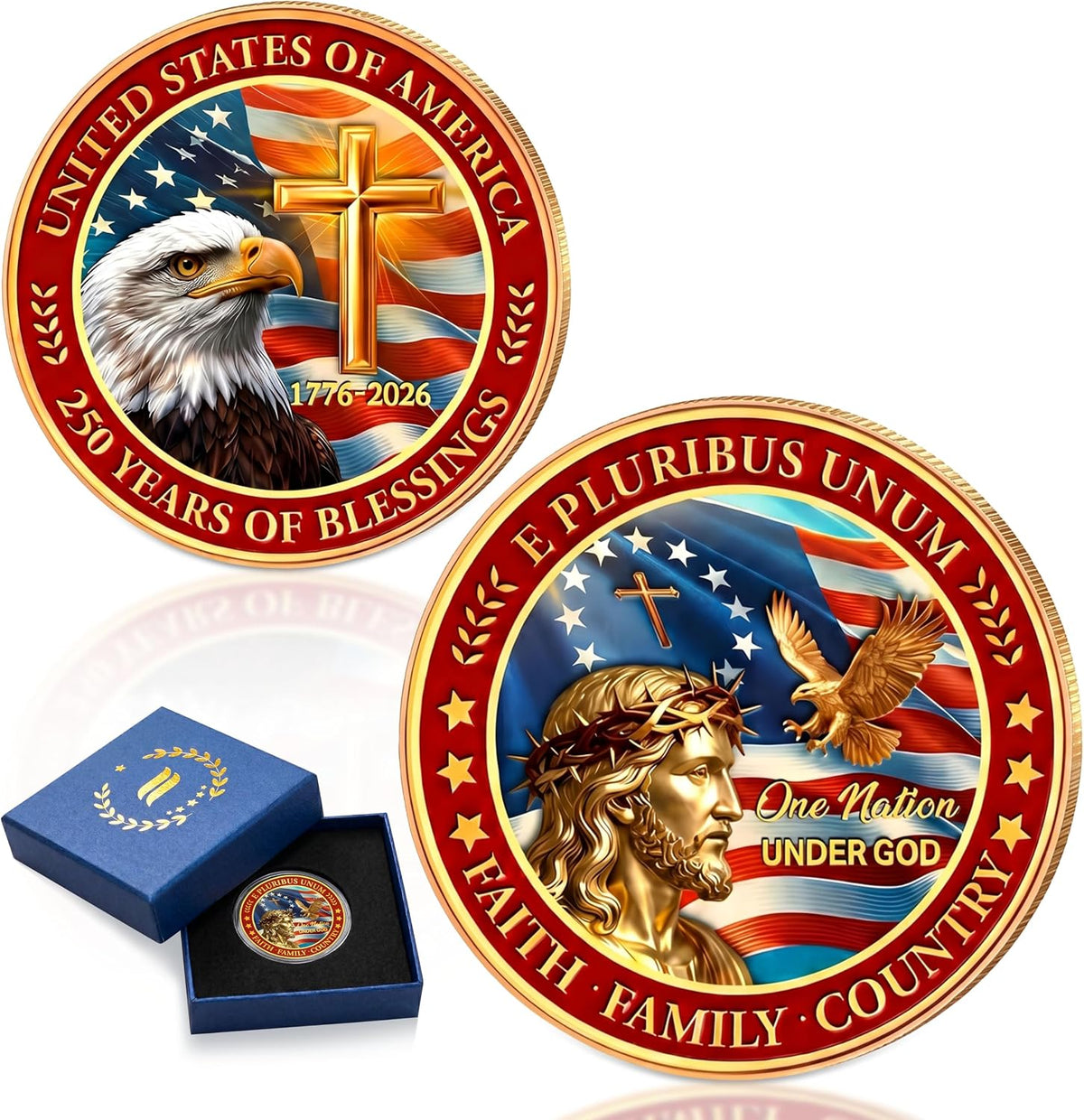 FLAGWIX USA 250th anniversary challenge coin with American Eagle, 1776-2026 - view 5