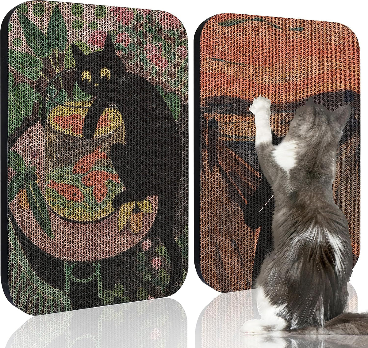 Cat Wall Scratcher, Art Cat Scratching Board for Indoor Cats – Essentials for Cats - Goldfish & Scream