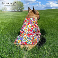 Parisian Pet Floral Dog Shirt - 100% Cotton Summer Clothes - Stylish Beach Outfit - Hook and Loop Closure - Machine Washable - XS