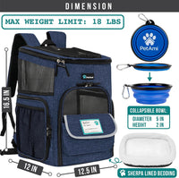 PetAmi Dog Backpack Carrier - Navy / 12.5"L x 12.0"W x 16.5"H - image 2