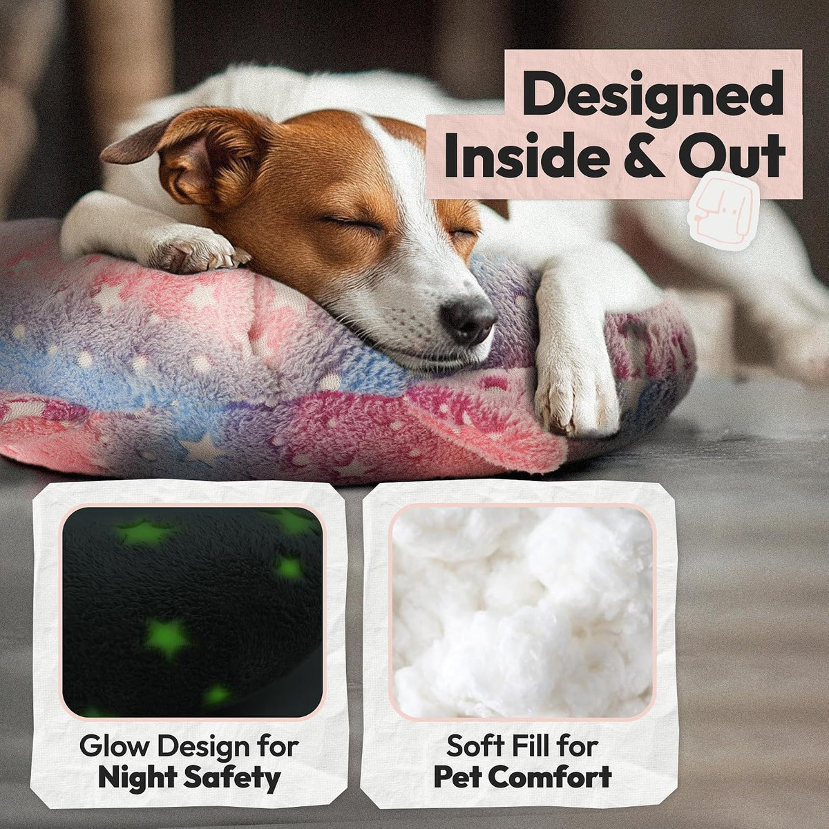 Dog Calming Pillow, Glow in The Dark Dog Put Head on - Large / Pink - image 4