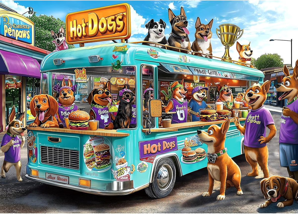 Blueforest Puzzles for Adults 500 Pieces - Dogs Food Truck Adventure / 27.5" x 19.7"
