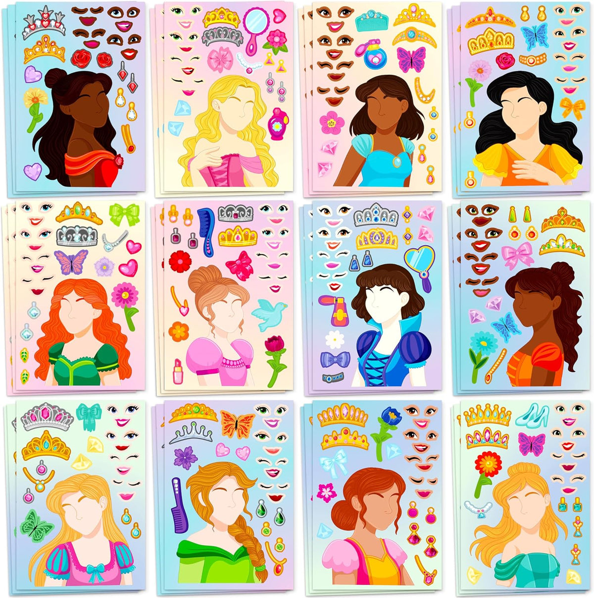 JOYIN 36 Sheets 9"x6" Make a face Stickers for Kids - Princess