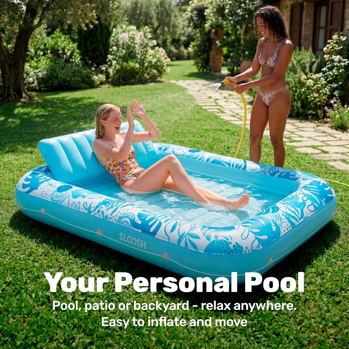SLOOSH Inflatable Tanning Pool Lounger Float - Blue / X-Large - image 3