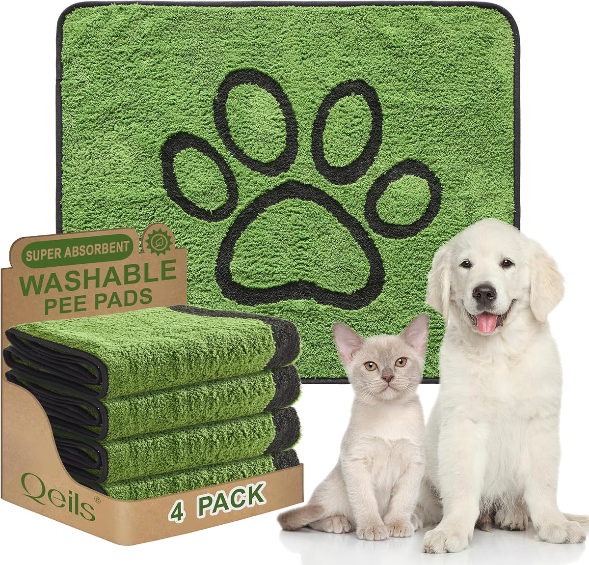 Reusable Dog Pee Pads, Washable Puppy Pads - Flannel / 30"x34"(pack of 4)