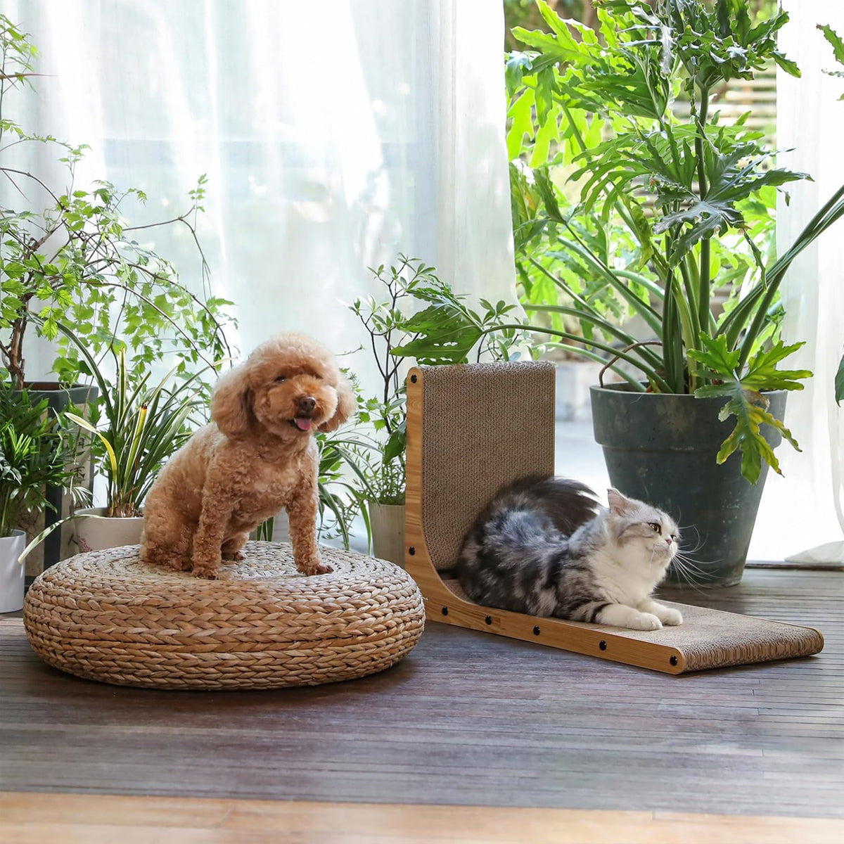 FUKUMARU Cat Scratcher, 26.8 Inch L Shaped Cat Scratch Pad for Indoor Cats – Essentials for Cats - 1 Pack 26.8 in Wood Color - image 4