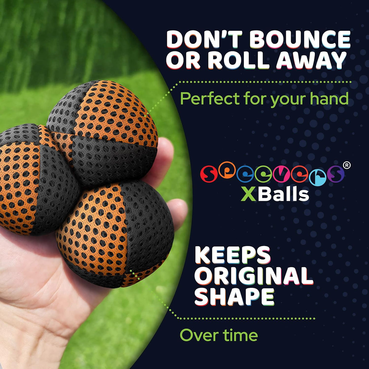 speevers Juggling Balls for Beginners and Professionals Set of 3 - Black - Orange / 4.2 oz - image 3