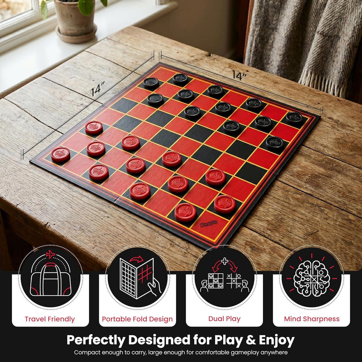 Kangaroo - Multiplayers Strategy Checker Board Game for Kids & Adults - Portable Educational Travel - image 4