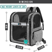 PetAmi Dog Backpack Carrier, 4-Way Entry Ventilated - Heather Grey - image 2