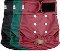 Washable Female Dog Diapers - XX-Large(27.5"-33"Waist) / Red,Green&Black