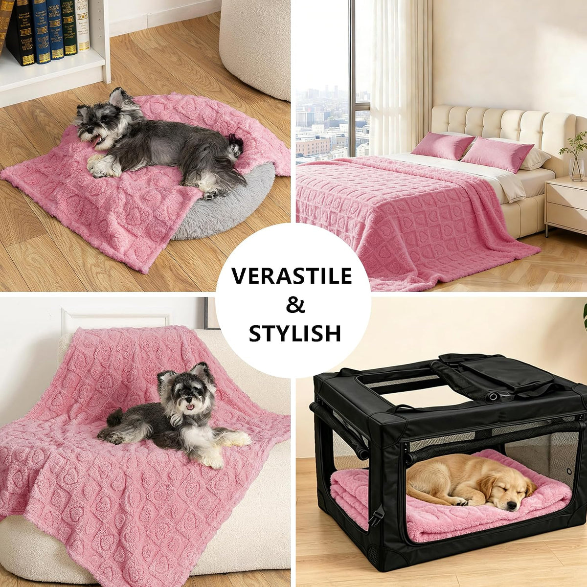 Pet Blanket for Dogs Cats - Pink / 60x80" - image 4