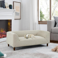 Dog Sofa Couch for Medium to Large Dogs, Memory Foam Dog Sofa Bed, Modern Elevated Pet Couch Bed with Wooden Legs for Medium and Large Dogs, Dark Beige
